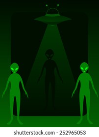Aliens with UFO background / frame design