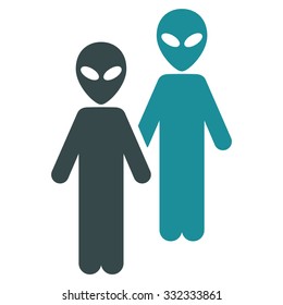 Aliens vector icon. Style is flat bicolor soft blue symbol, rounded angles, white background.