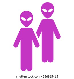 Aliens vector icon. Style is flat violet symbol, rounded angles, white background.