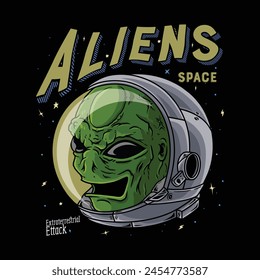 Aliens wearing astronaut helmets.Outer space dwellers