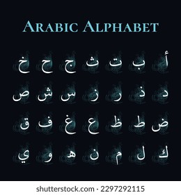 ALIF Vector Blue Dark Graphic Arabic Alphabet Type Character Letters Script Naskh Black Design Art Hamzah Outline Shadow Structure Overlap Path ALIF BAA TAA THAA JEEM HAA DAAL SEEN SHEEN SAAD 