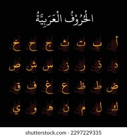 ALIF Vector Golden Gold Graphic Arabic Alphabet Type Character Letters Script Naskh Black Design Art Hamzah Outline Shadow Structure Overlap Path ALIF BAA TAA THAA JEEM HAA DAAL SEEN SHEEN SAAD DAAD