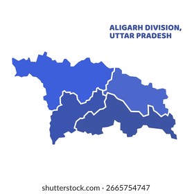 Mapa de la división Aligarh del estado de Uttar Pradesh, India

