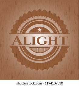 Alight badge with wood background