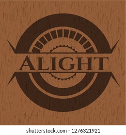 Alight badge with wooden background