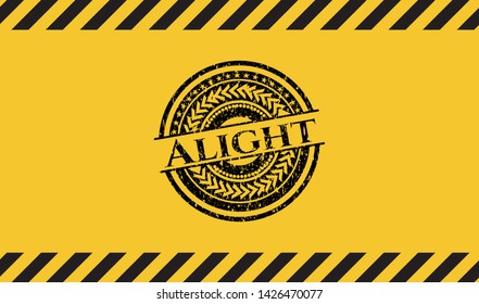 Alight black grunge emblem inside yellow warning sign. Vector Illustration. Detailed.