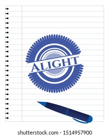 Alight blue ink pen emblem. Vector Illustration. Detailed.