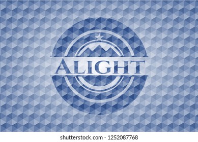 Alight blue polygonal badge.