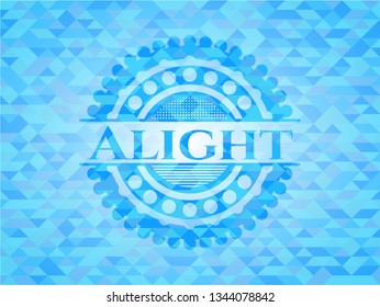 Alight light blue emblem with triangle mosaic background