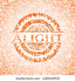 Alight orange mosaic emblem with background