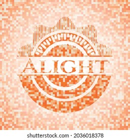 Alight orange mosaic emblem with background 