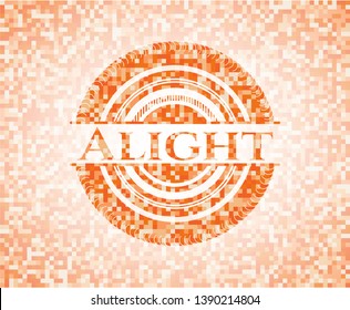 Alight orange tile background illustration. Square geometric mosaic seamless pattern with emblem inside.