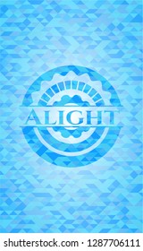 Alight realistic light blue emblem. Mosaic background