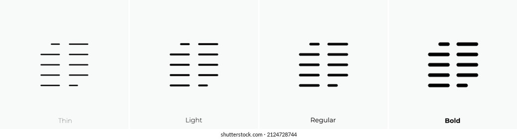 align alt icon. Thin, Light Regular And Bold style design isolated on white background