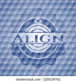 Align blue badge with geometric background.