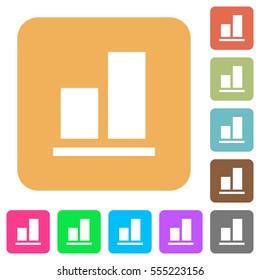 Align to bottom flat icons on rounded square vivid color backgrounds.