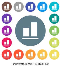 Align to bottom flat white icons on round color backgrounds. 17 background color variations are included.