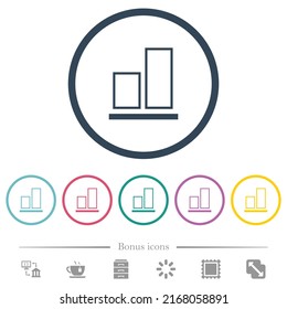 Align to bottom outline flat color icons in round outlines. 6 bonus icons included.