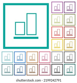 Align to bottom outline flat color icons with quadrant frames on white background