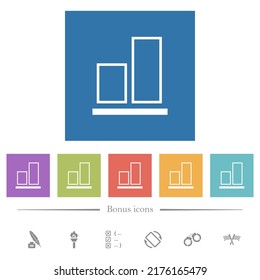 Alinear con los iconos blancos planos del contorno inferior en fondos cuadrados. 6 iconos de bonificación incluidos.