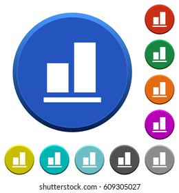 Align to bottom round color beveled buttons with smooth surfaces and flat white icons