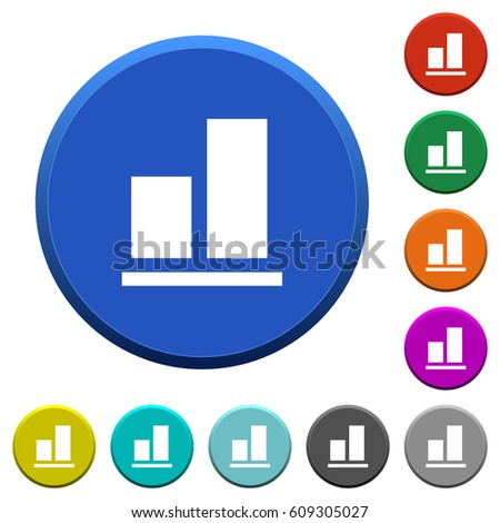 Align to bottom round color beveled buttons with smooth surfaces and flat white icons