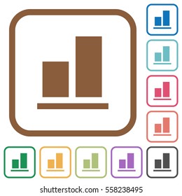 Align to bottom simple icons in color rounded square frames on white background