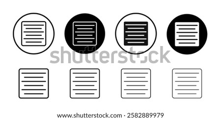 Align center icon Black line art vector logo set