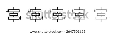 Align center icon graphic set. trendy stroke line style