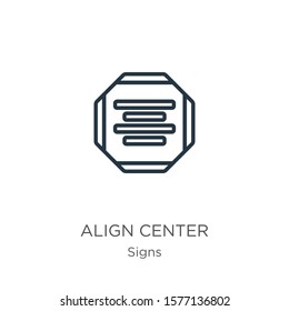 Align center icon. Thin linear align center outline icon isolated on white background from signs collection. Line vector sign, symbol for web and mobile