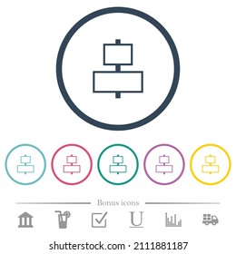 Align to center outline flat color icons in round outlines. 6 bonus icons included.
