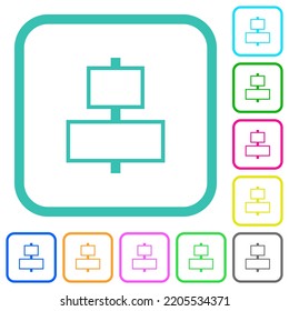 Align to center outline vivid colored flat icons in curved borders on white background