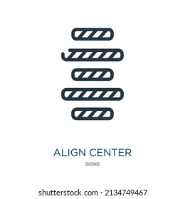 align center thin line icon. text, align linear icons from signs concept isolated outline sign. Vector illustration symbol element for web design and apps.