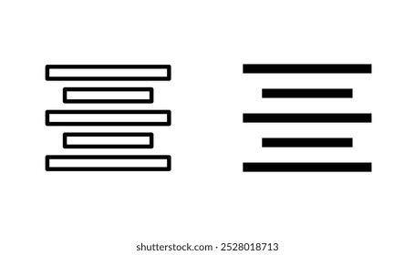 Align center vector icon set in black and white color.