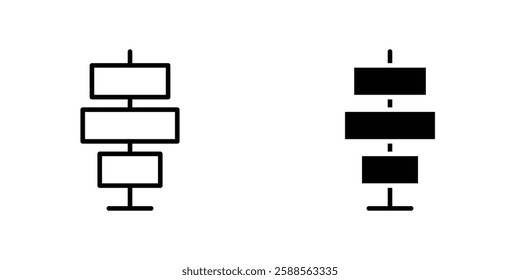 Align center vectors icons set in filled and strokes on white background