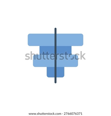 Align center vertical icon for object positioning in application. Middle aligned vertical symbol for design software or layout tool.