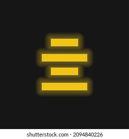 Align Center yellow glowing neon icon