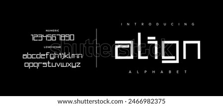 Align creative simple modern urban alphabet font. Digital abstract futuristic, logo, music, sport, minimal technology typography. Simple numeric vector illustration