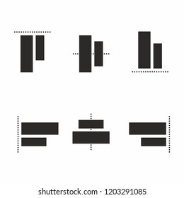 Align elements icon set for toolbar or website design. Vecetor
