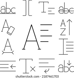 alinear, tipo de letra, icono de texto en una colección con otros elementos