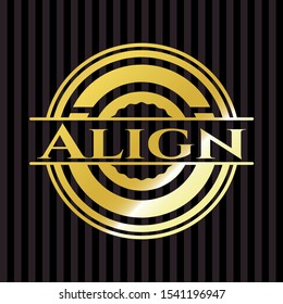 Align golden emblem or badge. Vector Illustration. Detailed.