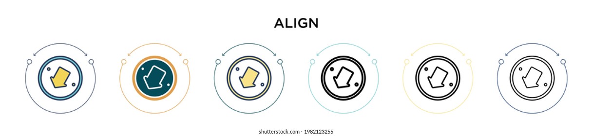 Align icon in filled, thin line, outline and stroke style. Vector illustration of two colored and black align vector icons designs can be used for mobile, ui, web