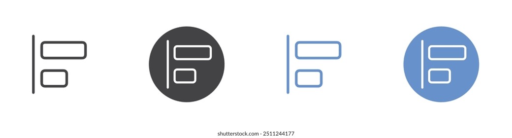 Icono de alineación Conjunto plano en color blanco y negro