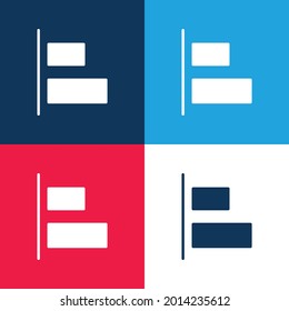 Alinear azul izquierdo y rojo cuatro colores mínimo conjunto de iconos