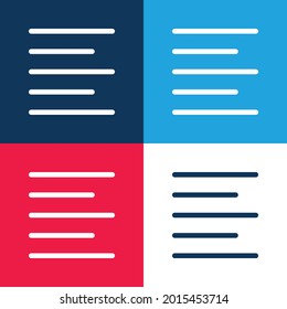 Align Left blue and red four color minimal icon set