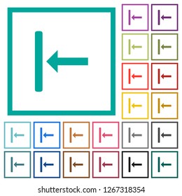 Align to left flat color icons with quadrant frames on white background