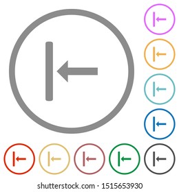 Align to left flat color icons in round outlines on white background