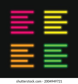 Align Left four color glowing neon vector icon