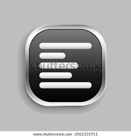 align left icon design. Glossy Button style rounded rectangle isolated on gray background.. Vector illustration