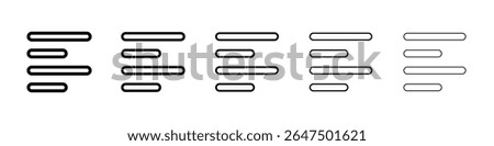 Align left icon graphic set. trendy stroke line style